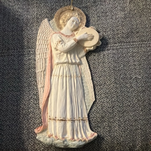 Itty-bitty Christmas, angel ivory and tambourine- - Picture 3 of 7